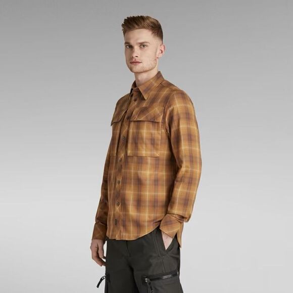G-Star RAW NWT NAVY SEAL REGULAR SHIRT oxide ocre Carter check Sz M - Picture 6 of 9